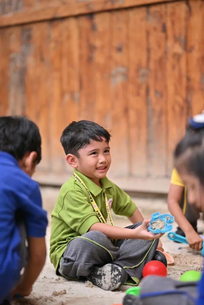 Students playing basketball