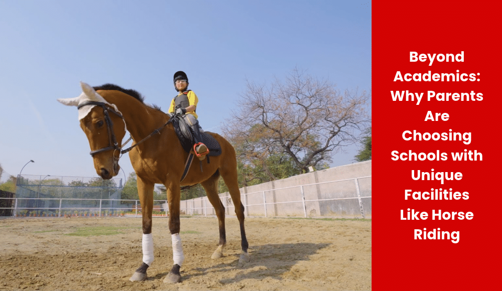 KR mangalam global student doing horse riding